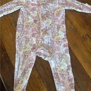 Roller Rabbit love shack fancy Pink and Yellow Monkey Print Kids Footie